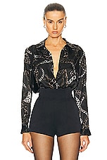 L'AGENCE Tyler Long Sleeve Shirt in Black Multi Grunge Chain, view 1, click to view large image.