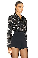 L'AGENCE Tyler Long Sleeve Shirt in Black Multi Grunge Chain, view 2, click to view large image.