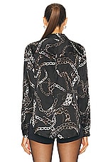 L'AGENCE Tyler Long Sleeve Shirt in Black Multi Grunge Chain, view 3, click to view large image.