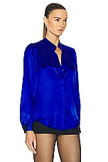 L'AGENCE Bianca Collar Blouse in Pop Cobalt, view 2, click to view large image.