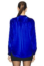 L'AGENCE Bianca Collar Blouse in Pop Cobalt, view 3, click to view large image.