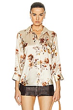 L'AGENCE Dani Shirt in Buff Rose Floral, view 1, click to view large image.