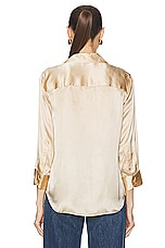 L'AGENCE Dani 3/4 Sleeve Blouse in Toasted Almond, view 3, click to view large image.