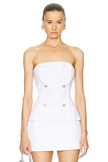 L'AGENCE Fay Strapless Bustier in White, view 1, click to view large image.
