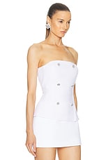L'AGENCE Fay Strapless Bustier in White, view 2, click to view large image.