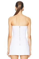 L'AGENCE Fay Strapless Bustier in White, view 3, click to view large image.