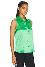 L'AGENCE Emmy Sleeveless Blouse in Island Green, view 2, click to view large image.