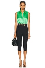 L'AGENCE Emmy Sleeveless Blouse in Island Green, view 4, click to view large image.