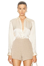 L'AGENCE Tyler Long Sleeve Blouse in Creme Brulee, view 1, click to view large image.