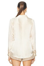 L'AGENCE Tyler Long Sleeve Blouse in Creme Brulee, view 3, click to view large image.