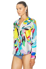 L'AGENCE Tyler Longsleeve Blouse in Multi Kaleidoscope, view 3, click to view large image.