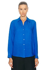 L'AGENCE Nina Longsleeve Blouse in Bright Royal, view 1, click to view large image.