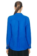 L'AGENCE Nina Longsleeve Blouse in Bright Royal, view 3, click to view large image.