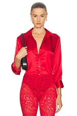 L'AGENCE Dani 3/4 Sleeve Blouse in High Risk Red, view 1, click to view large image.