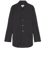 Lanvin Twisted Cocoon Overshirt Shacket in Steel, view 1, click to view large image.
