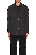 Lanvin Twisted Cocoon Overshirt Shacket in Steel, view 4, click to view large image.