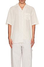 Lanvin Short Sleeve Asymmetric Shirt in Chalk, view 4, click to view large image.