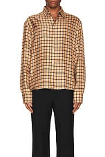 Lanvin Regular Fit Shirt in Brown & Orange, view 4, click to view large image.