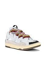 Lanvin Curb Sneaker in White, view 2, click to view large image.