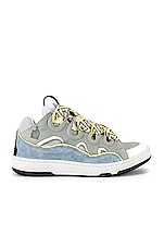 Lanvin Curb Sneaker in Ice Blue & Pale Green, view 1, click to view large image.