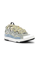 Lanvin Curb Sneaker in Ice Blue & Pale Green, view 2, click to view large image.