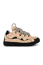 Lanvin Curb Sneaker in Light Brown & Black, view 1, click to view large image.
