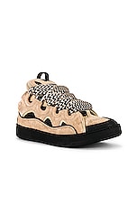 Lanvin Curb Sneaker in Light Brown & Black, view 2, click to view large image.