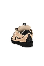 Lanvin Curb Sneaker in Light Brown & Black, view 3, click to view large image.