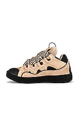 Lanvin Curb Sneaker in Light Brown & Black, view 5, click to view large image.