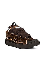 Lanvin Curb Sneaker in Brown, view 2, click to view large image.