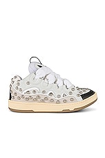 Lanvin Stud Curb Sneaker in White, view 1, click to view large image.