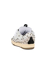 Lanvin Stud Curb Sneaker in White, view 3, click to view large image.