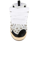Lanvin Stud Curb Sneaker in White, view 4, click to view large image.