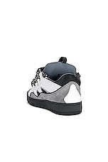 Lanvin Curb Sneakers in White & Anthracite, view 3, click to view large image.