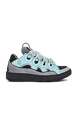 Lanvin Curb Sneaker in Light Blue & Anthracite, view 1, click to view large image.