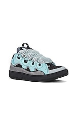 Lanvin Curb Sneaker in Light Blue & Anthracite, view 2, click to view large image.