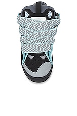 Lanvin Curb Sneaker in Light Blue & Anthracite, view 4, click to view large image.