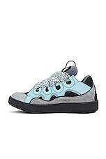 Lanvin Curb Sneaker in Light Blue & Anthracite, view 5, click to view large image.