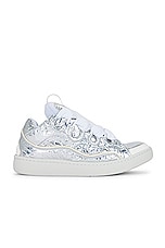 Lanvin Curb Sneakers Metallic Effect in Silver, view 1, click to view large image.