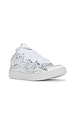 Lanvin Curb Sneakers Metallic Effect in Silver, view 2, click to view large image.