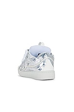 Lanvin Curb Sneakers Metallic Effect in Silver, view 3, click to view large image.
