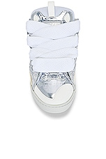 Lanvin Curb Sneakers Metallic Effect in Silver, view 4, click to view large image.