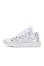 Lanvin Curb Sneakers Metallic Effect in Silver, view 5, click to view large image.