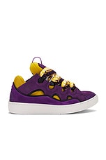 Lanvin Curb Sneaker in Purple & Yellow, view 1, click to view large image.