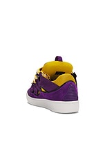 Lanvin Curb Sneaker in Purple & Yellow, view 3, click to view large image.