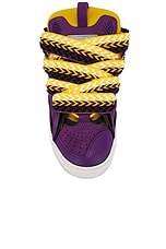 Lanvin Curb Sneaker in Purple & Yellow, view 4, click to view large image.