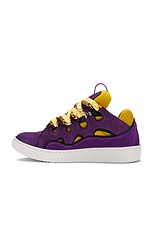 Lanvin Curb Sneaker in Purple & Yellow, view 5, click to view large image.