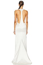 LaQuan Smith Pearl Iridescent Racer Back Slip Dress in Pearl Iridescent, view 3, click to view large image.