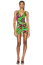 Louisa Ballou Summer Solstice Mini Dress in Red Green Flower, view 1, click to view large image.