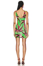 Louisa Ballou Summer Solstice Mini Dress in Red Green Flower, view 3, click to view large image.